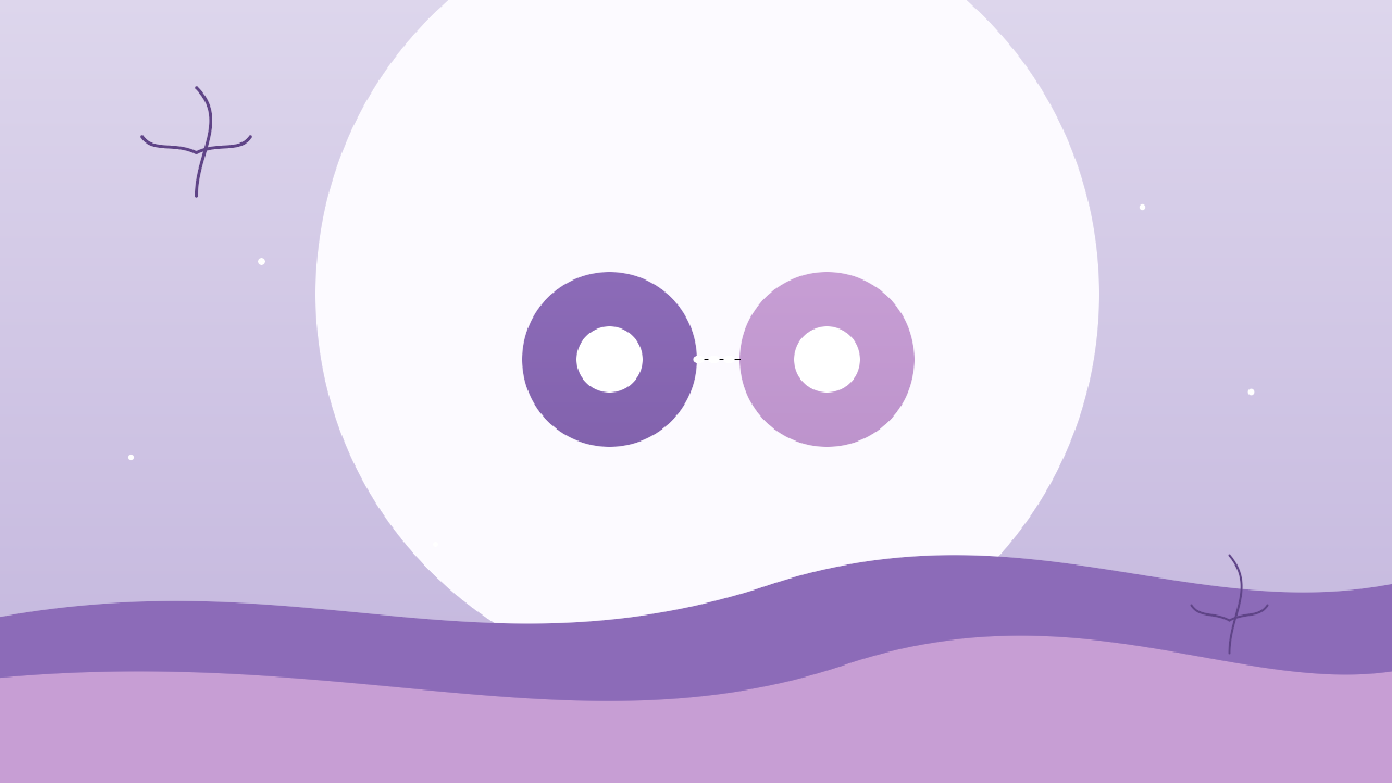 Soft abstract illustration of two connected violet circles suggesting the balance between digital and real connection, with delicate botanical line accents