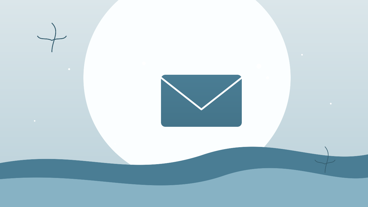 Soft abstract illustration of a teal envelope shape suggesting direct communication, with delicate botanical line accents