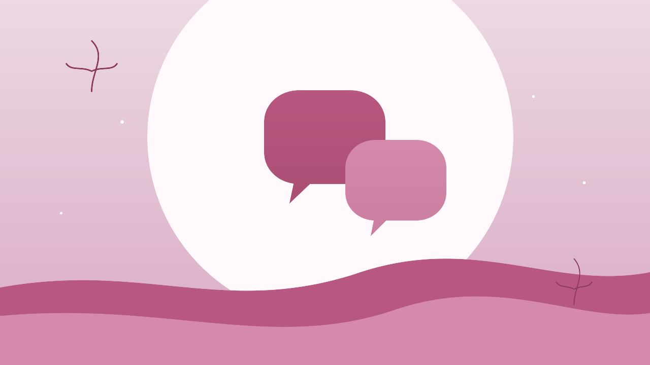Abstract illustration of two overlapping speech bubbles symbolizing open sexual communication and consent
